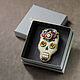 Sugar skull embroidered pin Day of the dead costume embellishment. Brooches. MelancholiaCraft. My Livemaster. Фото №6