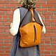 Двухсторонний рюкзак Оригами Домик, коричневый и желтый, кожаный. Рюкзаки. TwinSkin. Ярмарка Мастеров.  Фото №4