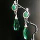 Элегантные Серебряные серьги ( кольцо)изумруды Боливия аметисEMERALD. Комплекты украшений. Lady Jane. Ярмарка Мастеров.  Фото №5
