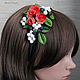 Bezel 'Passion and tenderness' from polymer clay. Headband. Mozza-Flowers. My Livemaster. Фото №5