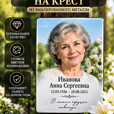 Для дома и интерьера ручной работы. Ярмарка Мастеров - ручная работа Табличка на Памятник Эмалированный металл 17*22. Handmade.