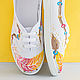 Hand painted Women Boho-style Canvas Sneakers - Magic Feathers, Training shoes, St. Petersburg,  Фото №1