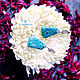 Серьги с хризоколлой Каменный цветок. Серьги классические. Turmalin. Интернет-магазин Ярмарка Мастеров.  Фото №2