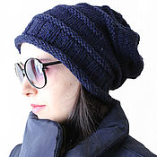 Аксессуары handmade. Livemaster - original item Women`s cap, knitted beanie blue with sequins. Handmade.