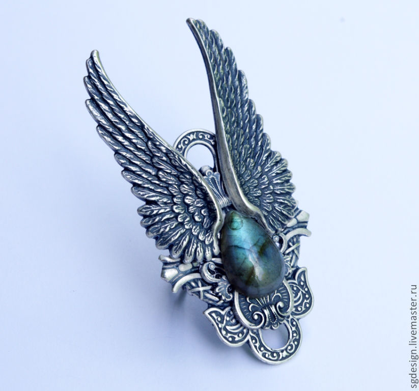 Angel ring Labradorite, ring with wings, Rings, Yalta,  Фото №1