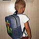 Children's denim backpack with frog applique. Backpacks. schkatulochka. My Livemaster. Фото №5