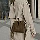 Кожаная сумка кисет, оливковая. Сумка через плечо. AUGUST BAGS. Ярмарка Мастеров.  Фото №4