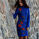 Blue winter knitted wool dress with rose embroidery. Dresses. Kushnir handmade. Online shopping on My Livemaster.  Фото №2