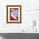 Картина Лебедь белый Красная картина акварелью с поталью 26х18 см. Картины. Художница Наталья Кудинова. Интернет-магазин Ярмарка Мастеров.  Фото №2