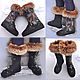 Set Boots and mittens felted 'Winter night', High Boots, Ekaterinburg,  Фото №1