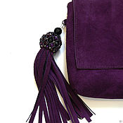 Сумки и аксессуары handmade. Livemaster - original item Purple suede clutch bag with brush. Handmade.