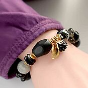 Украшения handmade. Livemaster - original item Bracelet with black spinel, onyx, rutile quartz. Handmade.