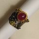 Silver ring with ruby, chrysolite and sapphire. Rings. OuroborosJwlry. My Livemaster. Фото №5