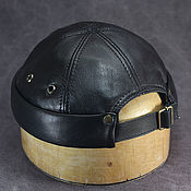 Аксессуары handmade. Livemaster - original item Black leather docker hat DBH-44. Handmade.