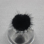 Материалы для творчества handmade. Livemaster - original item Fur pompom Black 4 cm natural mink fur. Handmade.