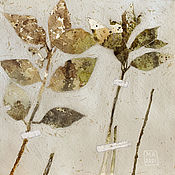 Картины и панно handmade. Livemaster - original item Picture of Twigs (green, gray, white background). Handmade.
