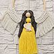 Macrame doll. Angel in the ring yellow dress 22cm, Interior elements, Novosibirsk,  Фото №1