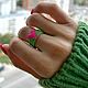 A bead ring. Green ring with a beaded heart, Rings, Novosibirsk,  Фото №1