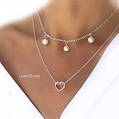 Украшения handmade. Livemaster - original item Choker Lady necklace - double Necklace with natural pearls. Handmade.