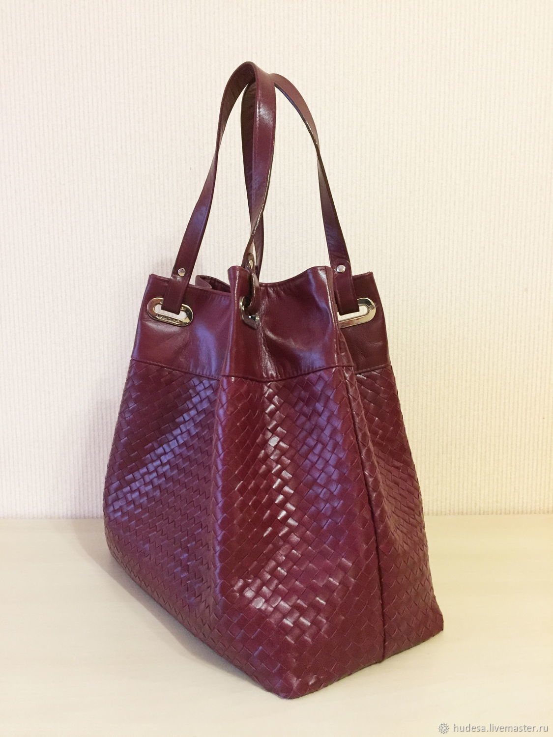 Кожаная женская плетеная сумка "Бордо" – заказать на Ярмарке Мастеров ...
