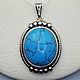 Silver pendant with turquoise 21h18 mm, Pendants, Moscow,  Фото №1