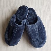 Обувь ручной работы handmade. Livemaster - original item Sheepskin slippers gray-blue. Handmade.