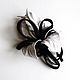 Order Automatic Hair Clip Contrast Flower Made of Leather Black and white Loops. De-Si-Re. Livemaster. . Hairpins Фото №3