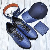 Обувь ручной работы handmade. Livemaster - original item Men`s gift set, made of genuine ostrich leather!. Handmade.