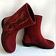 Boots boots Bordeaux with leather heel, Felt boots, Tomsk,  Фото №1