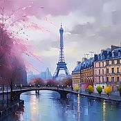 Картины и панно handmade. Livemaster - original item Painting France. Paris. Pink morning. The urban landscape. impressionism. Handmade.