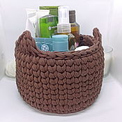 Для дома и интерьера handmade. Livemaster - original item Knitted storage basket made of knitted yarn interior basket. Handmade.