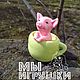 Хрюшка в чашке Мыло ручной работы Мыло в подарок. Мыло. My_Soap_toy. Интернет-магазин Ярмарка Мастеров.  Фото №2