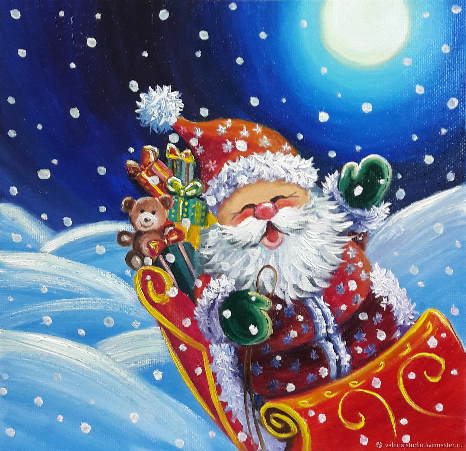 Дед Мороз и подарки. Новогодняя открытка | Зайка-Незнайка