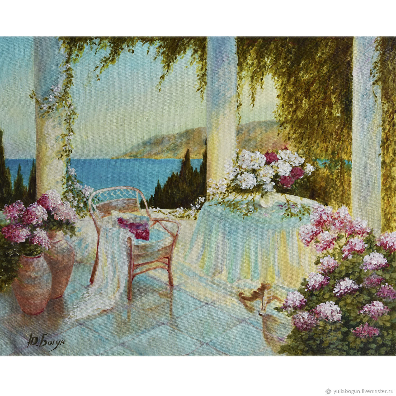 Oil painting ' on a blooming balcony', Pictures, Belorechensk,  Фото №1