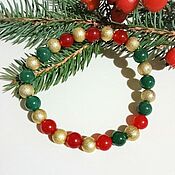 Украшения handmade. Livemaster - original item Bright Bracelet red green gold bracelet for summer, New Year. Handmade.