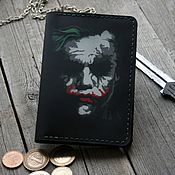 Сумки и аксессуары handmade. Livemaster - original item Leather passport cover with a Joker pattern. Handmade.
