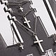 Большой серебряный крест (30мм) на якорной цепи, небрежный минимализм. Одиночная серьга. HUSS. Ярмарка Мастеров.  Фото №4