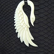 Украшения handmade. Livemaster - original item Single earring: Swan earring made of Buffalo bone. Handmade.