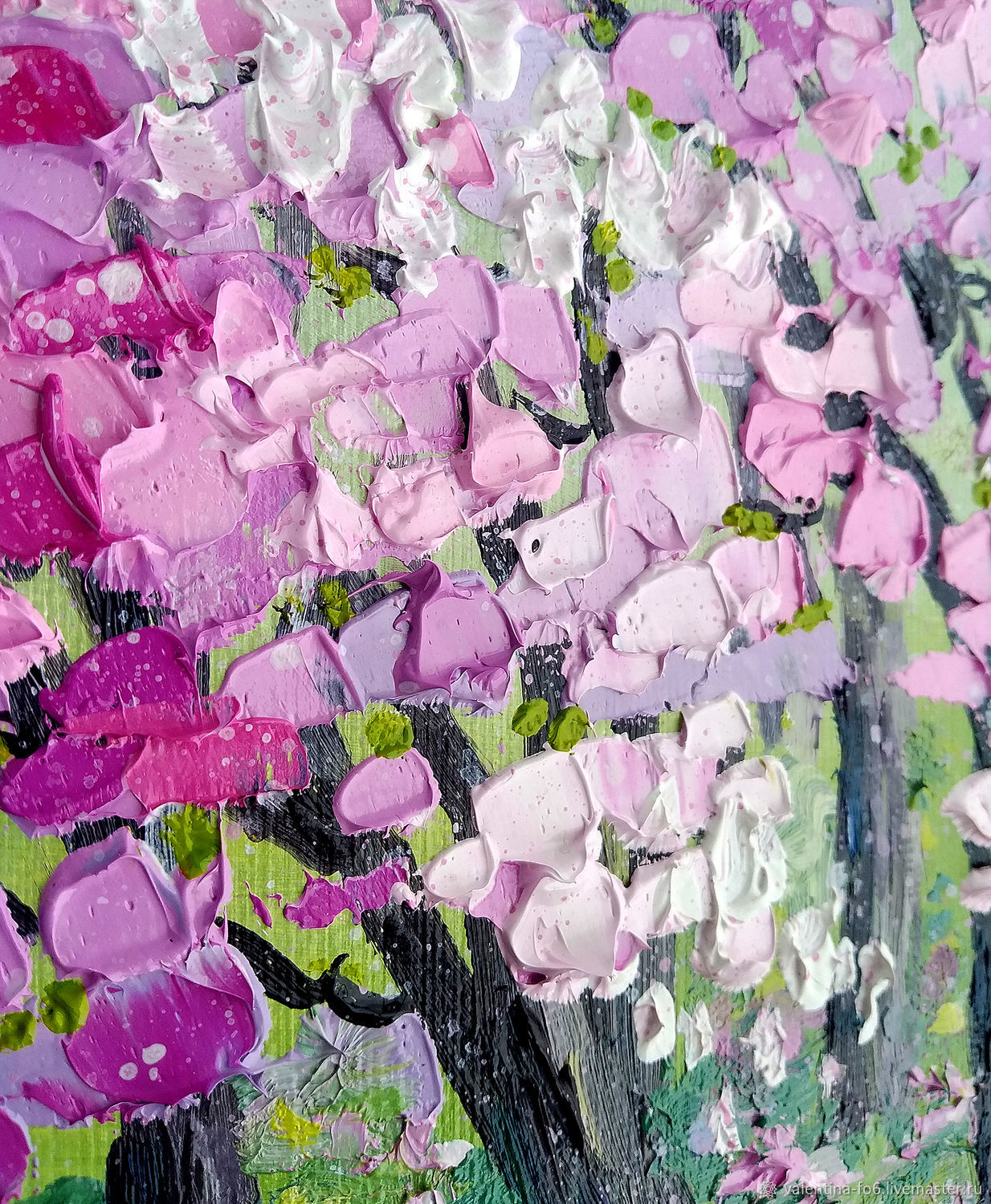 Цветущий сад. Картина весенний пейзаж на холсте 50x35cm в интернет ...