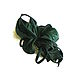 Order Automatic hairpin flower made of leather Dark Emerald dark green emerald. De-Si-Re. Livemaster. . Hairpins Фото №3