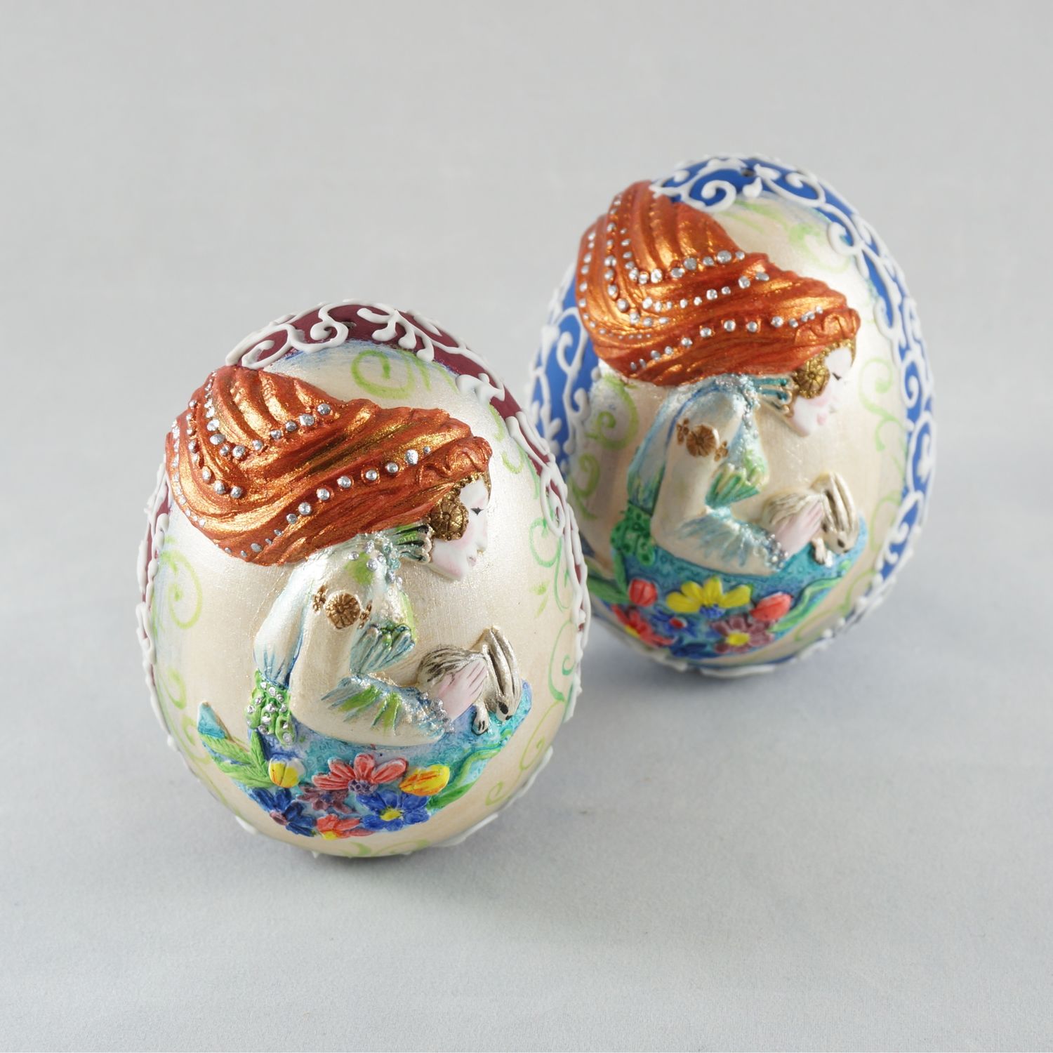  Easter egg, porcelain egg, Easter decor, flowers, Easter, Eggs, Moscow,  Фото №1