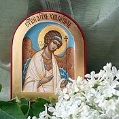 The Holy Guardian Angel.Hand painted icon on gold