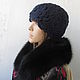 Knitted hat, openwork, half-wool dark blue, gift. Caps. Cozy corner (nadejdamoshkina). My Livemaster. Фото №4