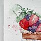 Картина акварелью «Пирожное с ягодами». Картины. Акварель Наталия Павлова. Интернет-магазин Ярмарка Мастеров.  Фото №2