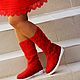 Felted boots, available in size 37-38.Red boots-chuni, High Boots, Cheboksary,  Фото №1