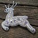 Deer Embroidered beaded brooch, the Symbol of the year New year 2020 Silver, Brooches, Priazovskoe,  Фото №1