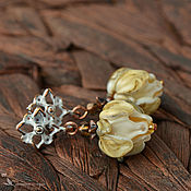 Украшения handmade. Livemaster - original item Earrings-ear-stud: Vanilla lampwork flowers a gift to your beloved. Handmade.