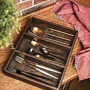 Для дома и интерьера handmade. Livemaster - original item Silverware tray with three compartments made of dark oak. Handmade.