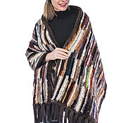 Poncho of knitted mink 
