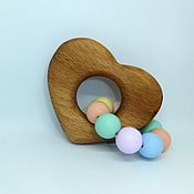 Куклы и игрушки handmade. Livemaster - original item Wooden teething toy with silicone beads Heart. Handmade.